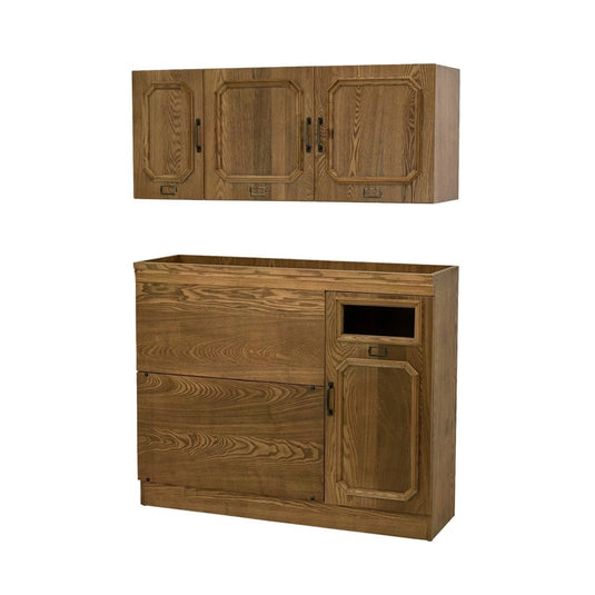 Shabby Chic Wooden Side Shampoo Cabinet RENE-S Upper and Lower Set BR W1100