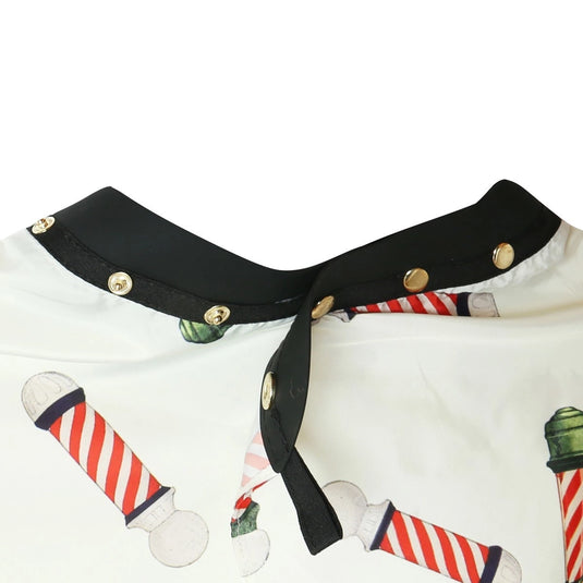 GRIMSTEADS Sleeveless Cutting Cape – Vintage Barber Pole Design