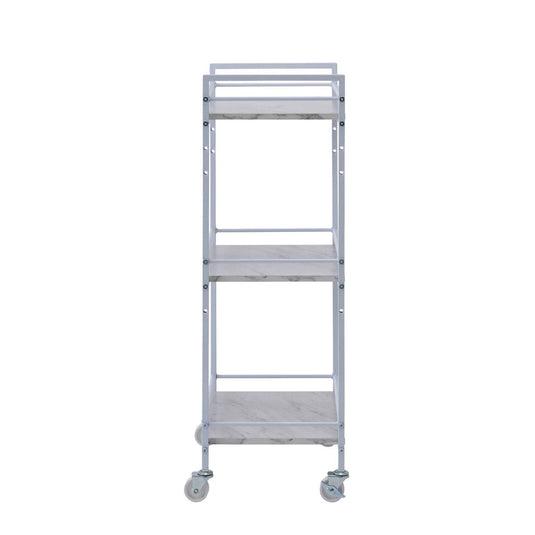 Frame Wagon (Marble-Effect / White) - Adjustable Shelf Height