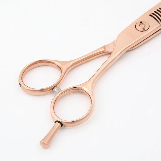 DEEDS GDZ630CT Pink Gold Titanium Thinning Shears – 30 Teeth Double-Blade (6.0 inch / Approx. 25% Thinning Ratio)