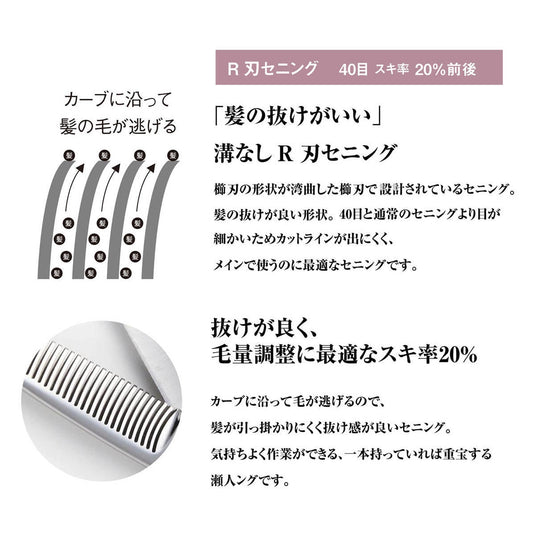 DEEDS GTZ640R Thinning Shears – 40 Teeth R Blade (6.0 inch / Approx. 20% Thinning Ratio)