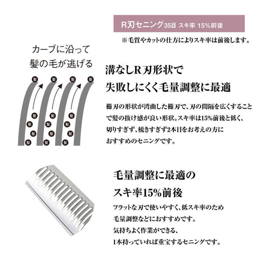 DEEDS XXA635R Thinning Scissors 35 Teeth, R Blade (6.0 inch / Approx. 15% Thinning Rate)