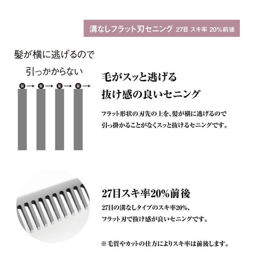 DEEDS XXC527I Thinning Scissors 27 Teeth, Flat Blade (5.5 inch / Approx. 20% Thinning Rate)