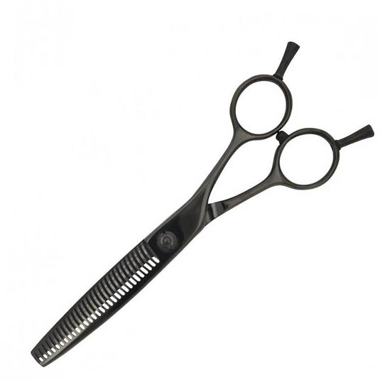 DEEDS GDZ630CT Black Titanium Thinning Scissors 30 Teeth – Double Step Blade (6.0 inch / Approx. 25% Cut Ratio)