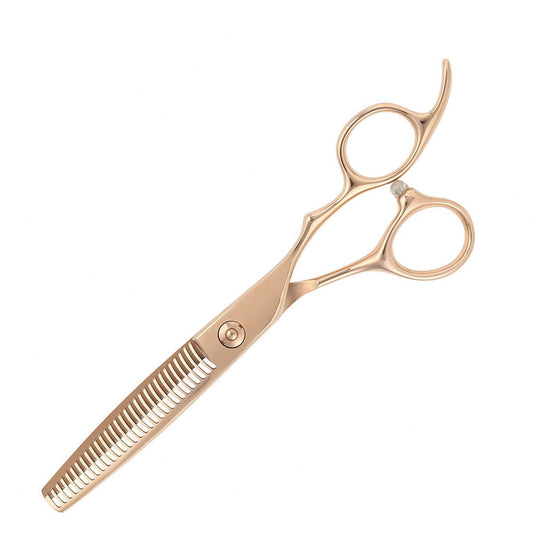 DEEDS GTZ630CCT Pink Gold Titanium Thinning Shears – 30 Teeth Triple-Blade (6.0 inch / Approx. 35% Thinning Ratio)