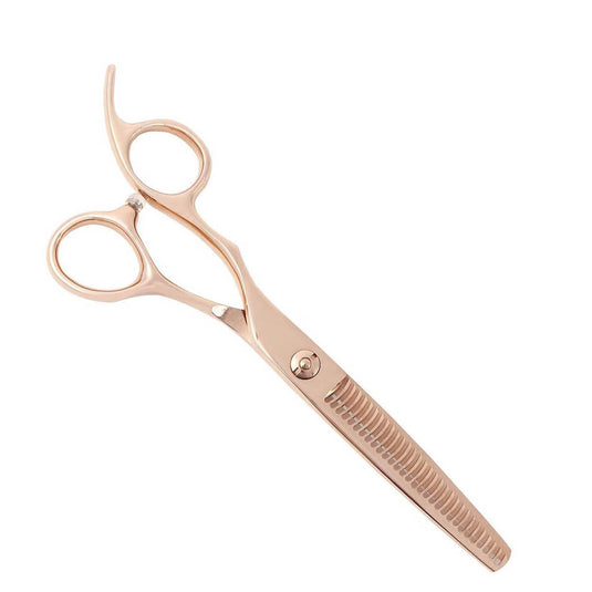 DEEDS GTZL630CT Pink Gold Left-Handed Thinning Shears – 30 Teeth Double-Blade (6.0 inch / Approx. 25% Thinning Ratio)