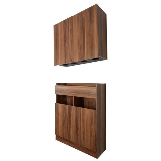 Woodgrain Back Shampoo Cabinet W810 Upper and Lower Set