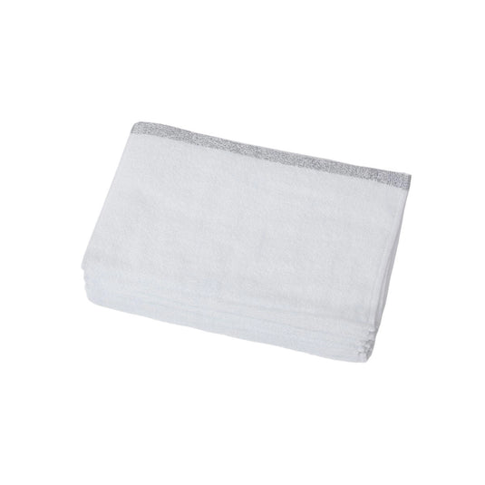 Gray-Line Towel (34×90 cm, 240 momme, 12-Pack, White)