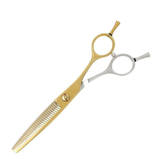 DEEDS GDZ630CT Gold Titanium × Silver Thinning Shears – Bicolor 30 Teeth Double-Blade (6.0 inch / Approx. 25% Thinning Ratio)