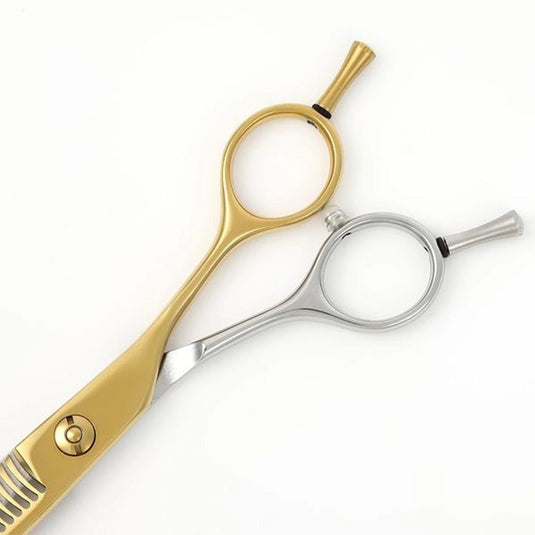 DEEDS GDZ630CT Gold Titanium × Silver Thinning Shears – Bicolor 30 Teeth Double-Blade (6.0 inch / Approx. 25% Thinning Ratio)