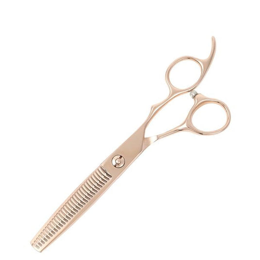 DEEDS GTZ630RA Pink Gold Titanium Thinning Shears – 30 Teeth Flat Blade (6.0 inch / Approx. 20–30% Thinning Ratio)