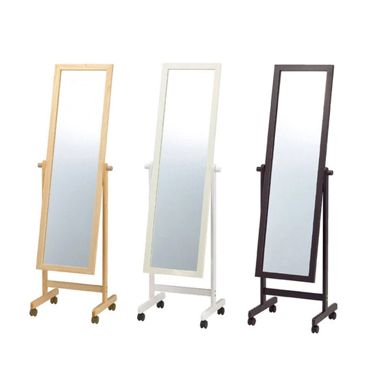 Wooden Mirror with Casters