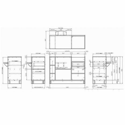 Board Counter TH1200 Walnut