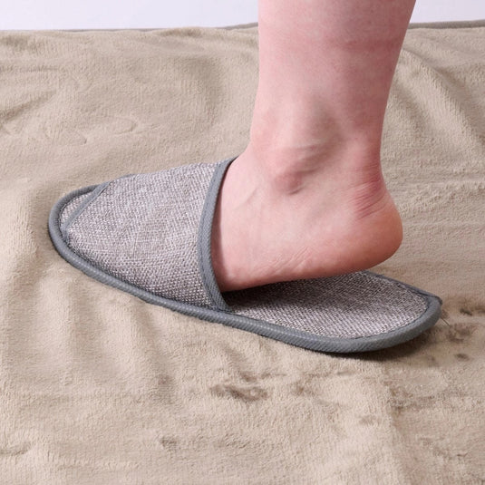 Smooth-Feel Linen Slippers, 15 Pairs (Charcoal)