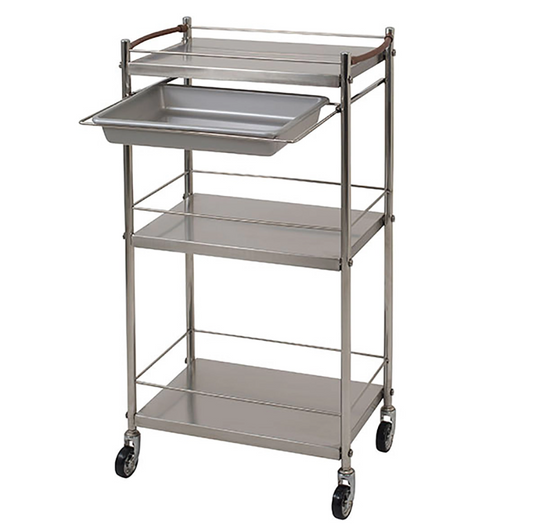 Stainless Steel 4-tier Wagon with slide pad (Made in Japan, pre-assembled)