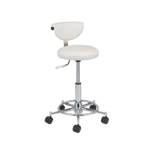 Low-Rebound Stool with Foot Ring & Backrest (Japan-Made) - 3 Colors