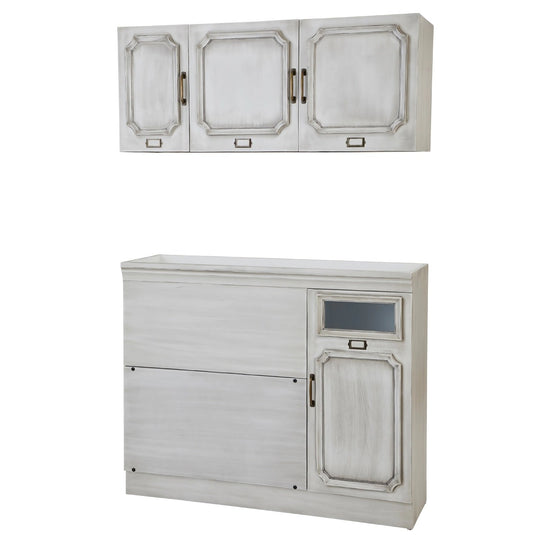 Shabby Chic Wooden Side Shampoo Cabinet RENE-S Upper and Lower Set WH W1100