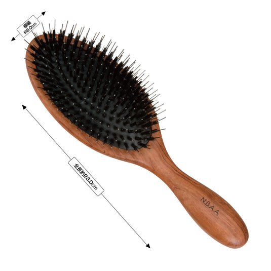 N.B.A.A. Blow Cushion Brush - Large, Natural Wood (NB-BC9)