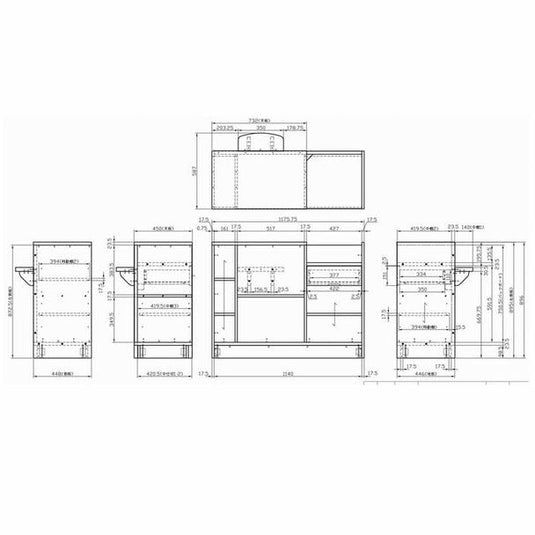 Board Counter TH1200 Walnut