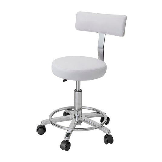 DX Stool II with Backrest (Easy-Clean Casters) – White