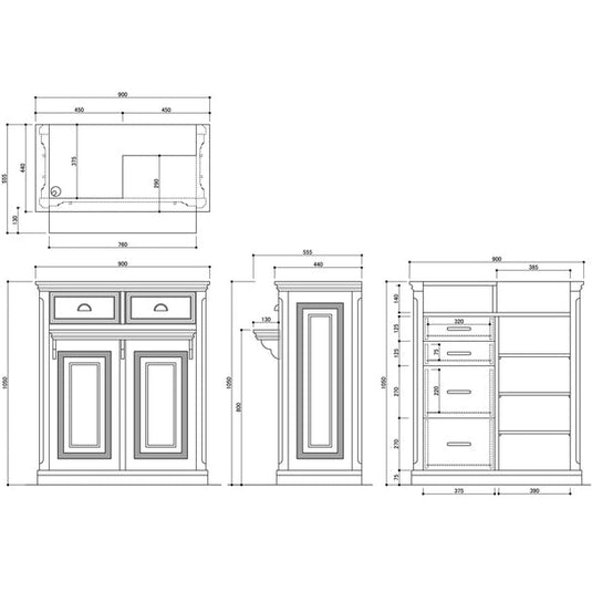 (Shabby Chic) Wooden Antique Register Counter VICTOIRE-900 Antique White