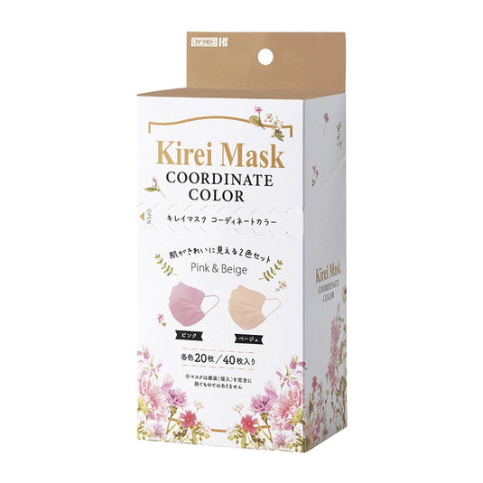 Kirei Mask – Coordinated Colors (Pink & Beige) – Regular Size – 40 Pieces