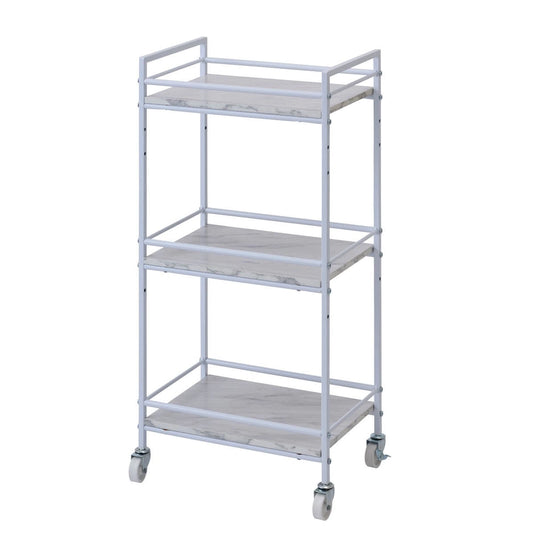 Frame Wagon (Marble-Effect / White) - Adjustable Shelf Height