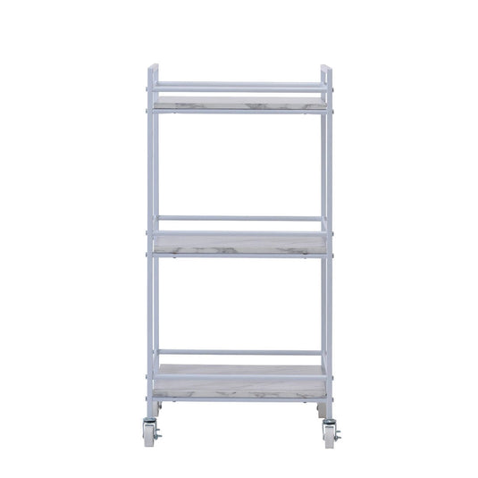 Frame Wagon (Marble-Effect / White) - Adjustable Shelf Height