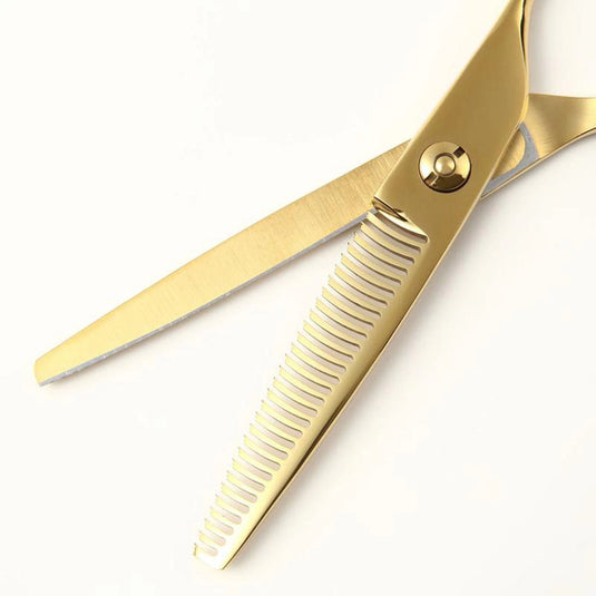 DEEDS GUZ630CT Gold Titanium Thinning Shears – 30 Teeth Double-Blade (6.0 inch / Approx. 25% Thinning Ratio)