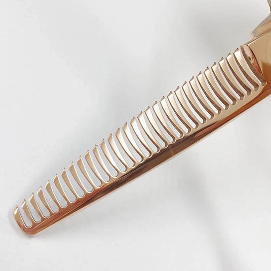 DEEDS GTZ630CT Pink Gold Titanium Thinning Shears – 30 Teeth Double-Blade (6.0 inch / Approx. 25% Thinning Ratio)