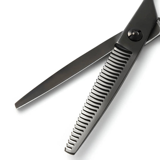 DEEDS GTZ630CT Black Titanium Thinning Shears – 30 Teeth Double-Blade (6.0 inch / Approx. 25% Thinning Ratio)