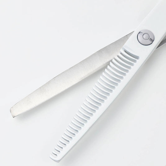 DEEDS GTZ630CT White Thinning Shears – 30 Teeth Double-Blade (6.0 inch / Approx. 25% Thinning Ratio)