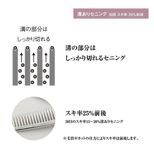 DEEDS XXB630IV Thinning Scissors 30 Teeth, V-Groove Flat Blade (6.0 inch / Approx. 25% Thinning Rate)