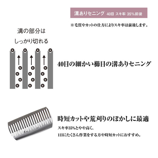 DEEDS XXB640IV Thinning Scissors 40 Teeth, V-Groove Flat Blade (6.0 inch / Approx. 35% Thinning Rate)