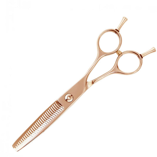 DEEDS GDZ630CT Pink Gold Titanium Thinning Shears – 30 Teeth Double-Blade (6.0 inch / Approx. 25% Thinning Ratio)