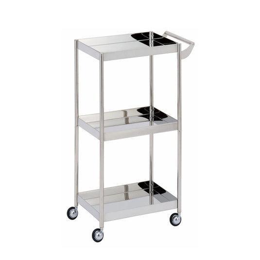 C-530 Stainless Steel Salon Trolley - Mirror Finish (Made in Japan, Pre-Assembled)