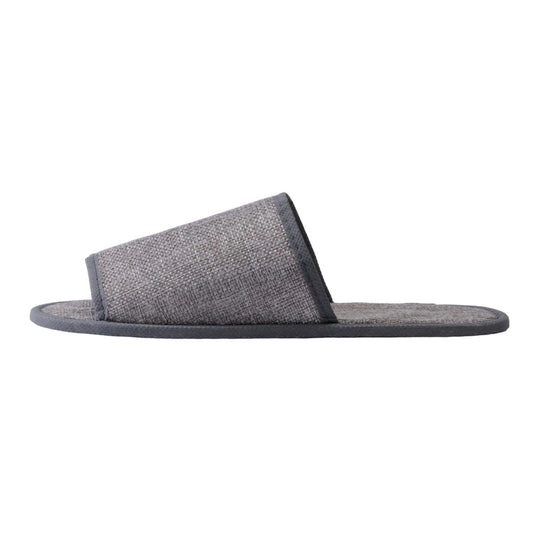 Smooth-Feel Linen Slippers, 15 Pairs (Charcoal)