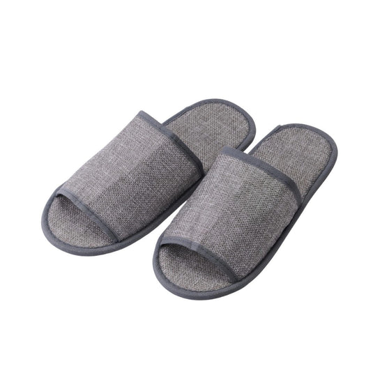 Smooth-Feel Linen Slippers, 15 Pairs (Charcoal)