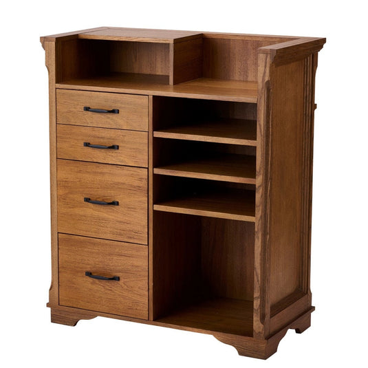Ash Wood Reception Counter W900 - Natural Wood Grain