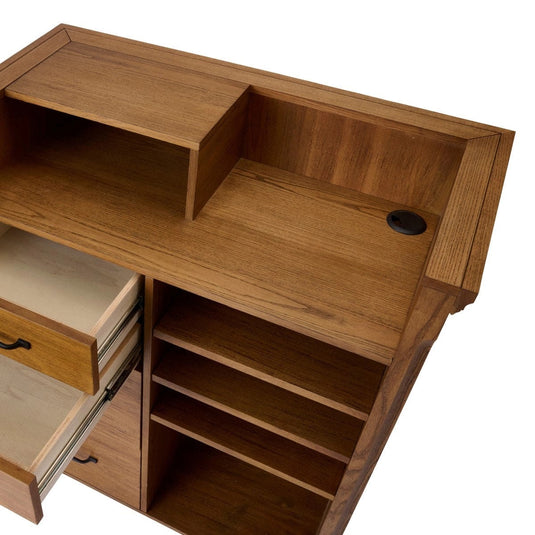 Ash Wood Reception Counter W900 - Natural Wood Grain