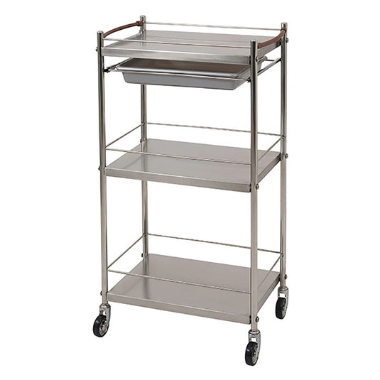 Stainless Steel 4-Tier Wagon with Sliding Tray (Made in Japan / Pre-Assembled)