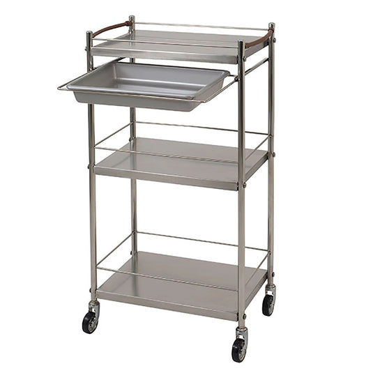 Stainless Steel 4-Tier Wagon with Sliding Tray (Made in Japan / Pre-Assembled)